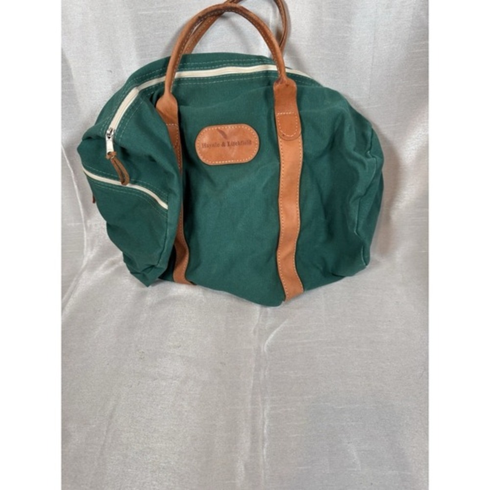 Haynie & Litchfield Canvas Leather Trim Duffel Travel‎ Bag Green